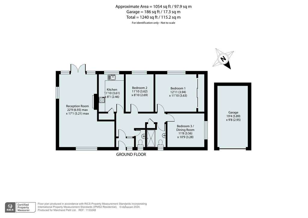 3 bedroom bungalow for sale - floorplan