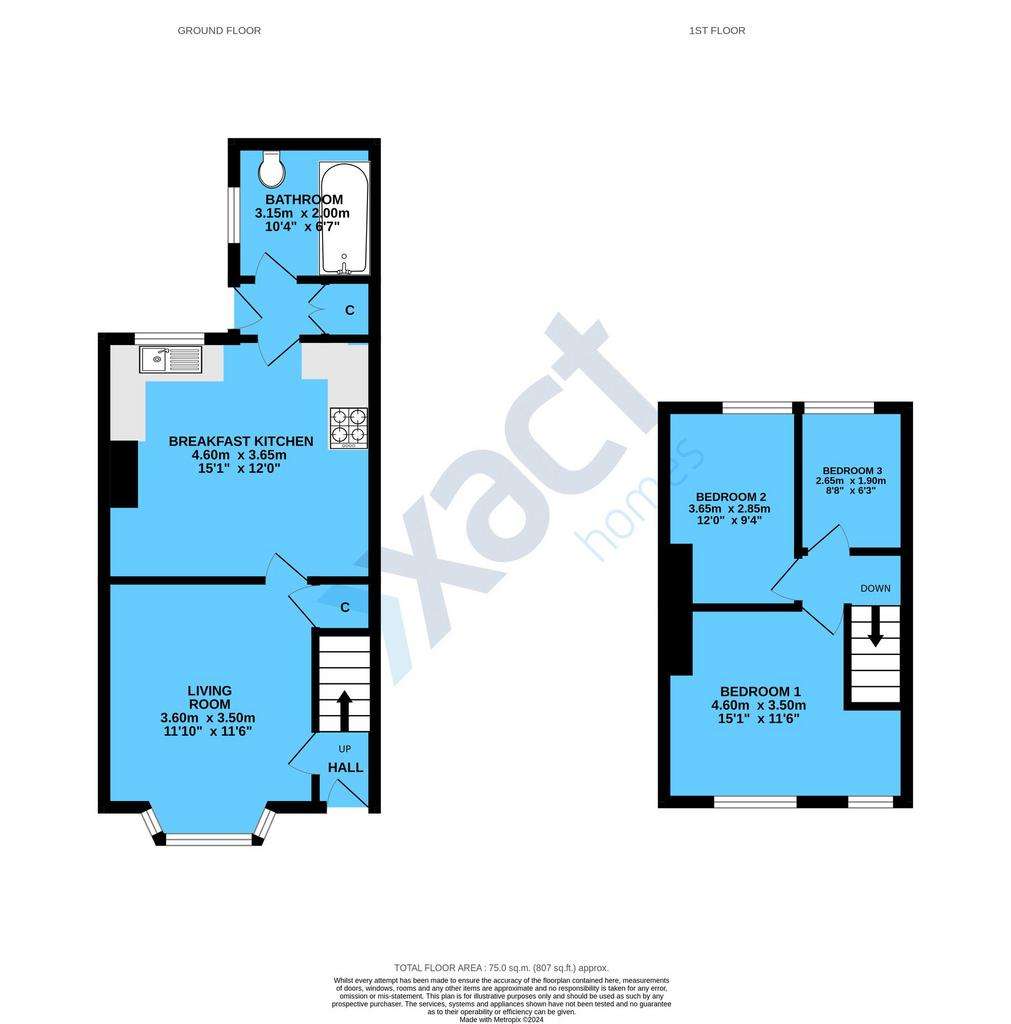 3 bedroom terraced house for sale - floorplan