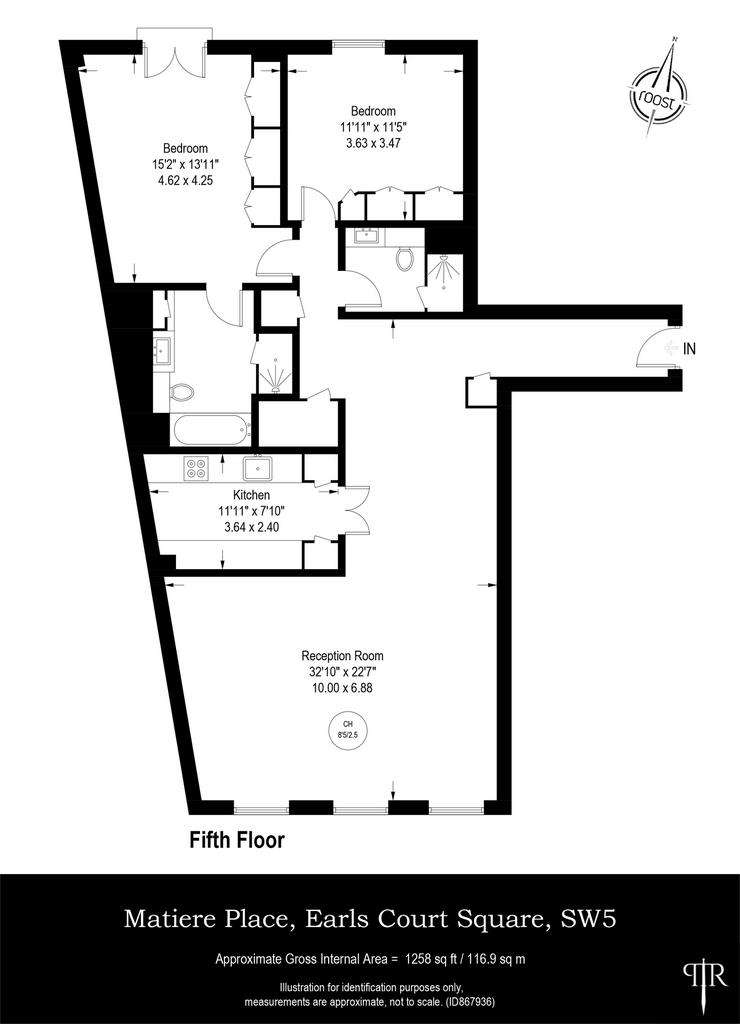 2 bedroom flat to rent - floorplan