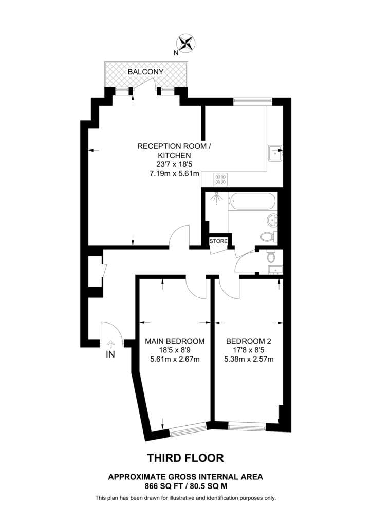 2 bedroom flat to rent - floorplan