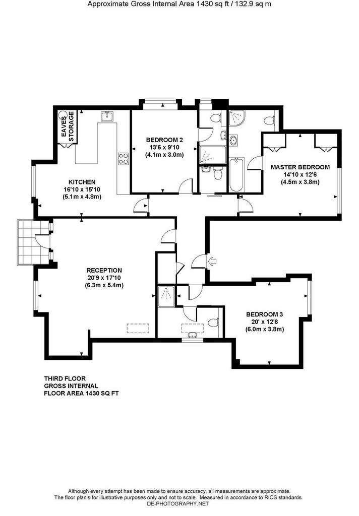 3 bedroom flat to rent - floorplan