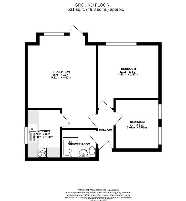 2 bedroom flat for sale - floorplan