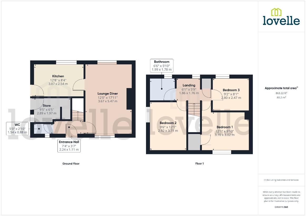 3 bedroom semi-detached house for sale - floorplan