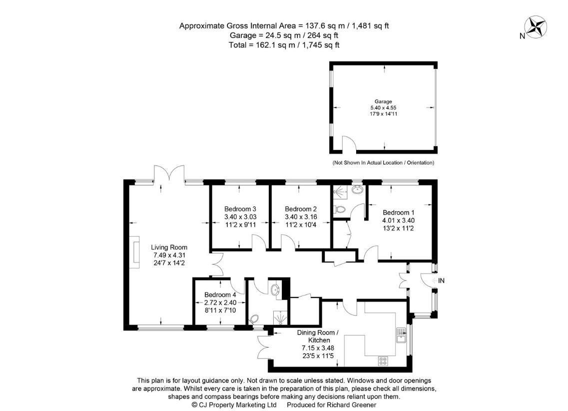 4 bedroom bungalow for sale - floorplan