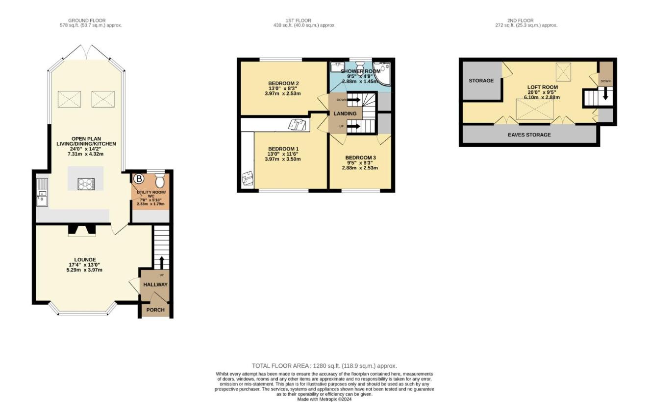 3 bedroom terraced house for sale - floorplan