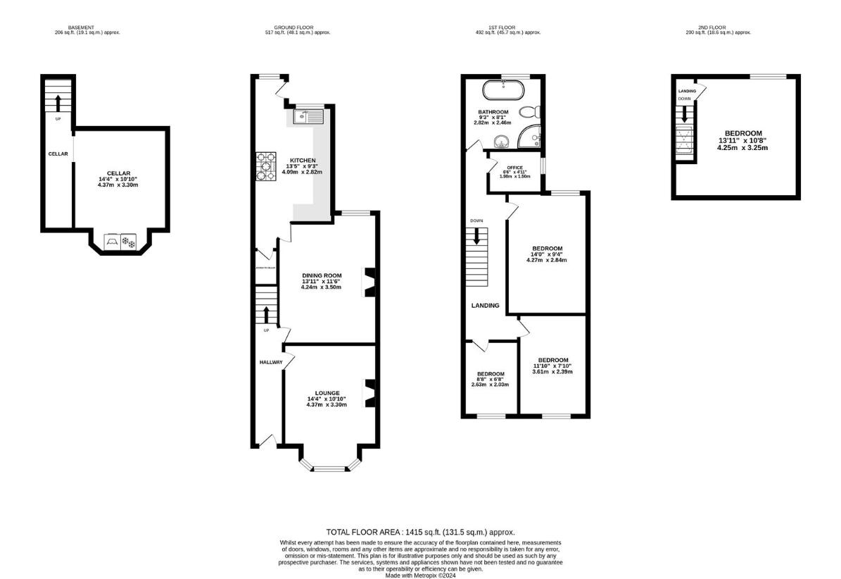 4 bedroom terraced house for sale - floorplan