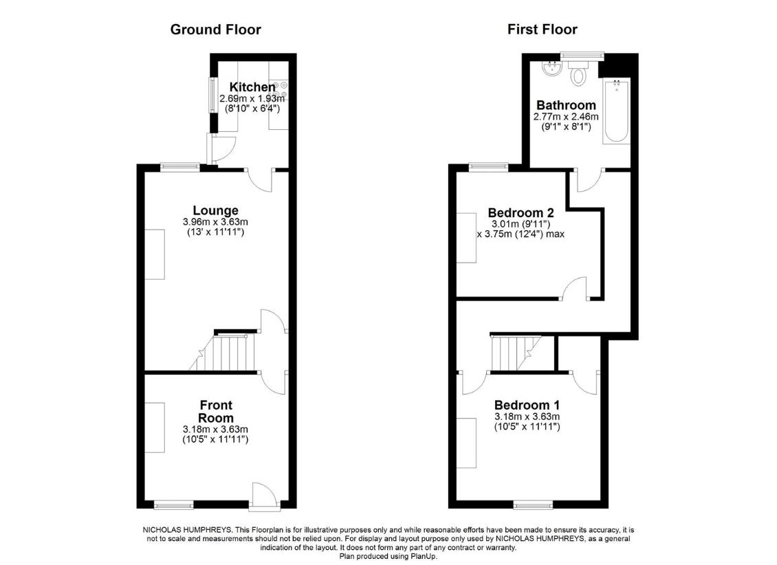 2 bedroom terraced house for sale - floorplan