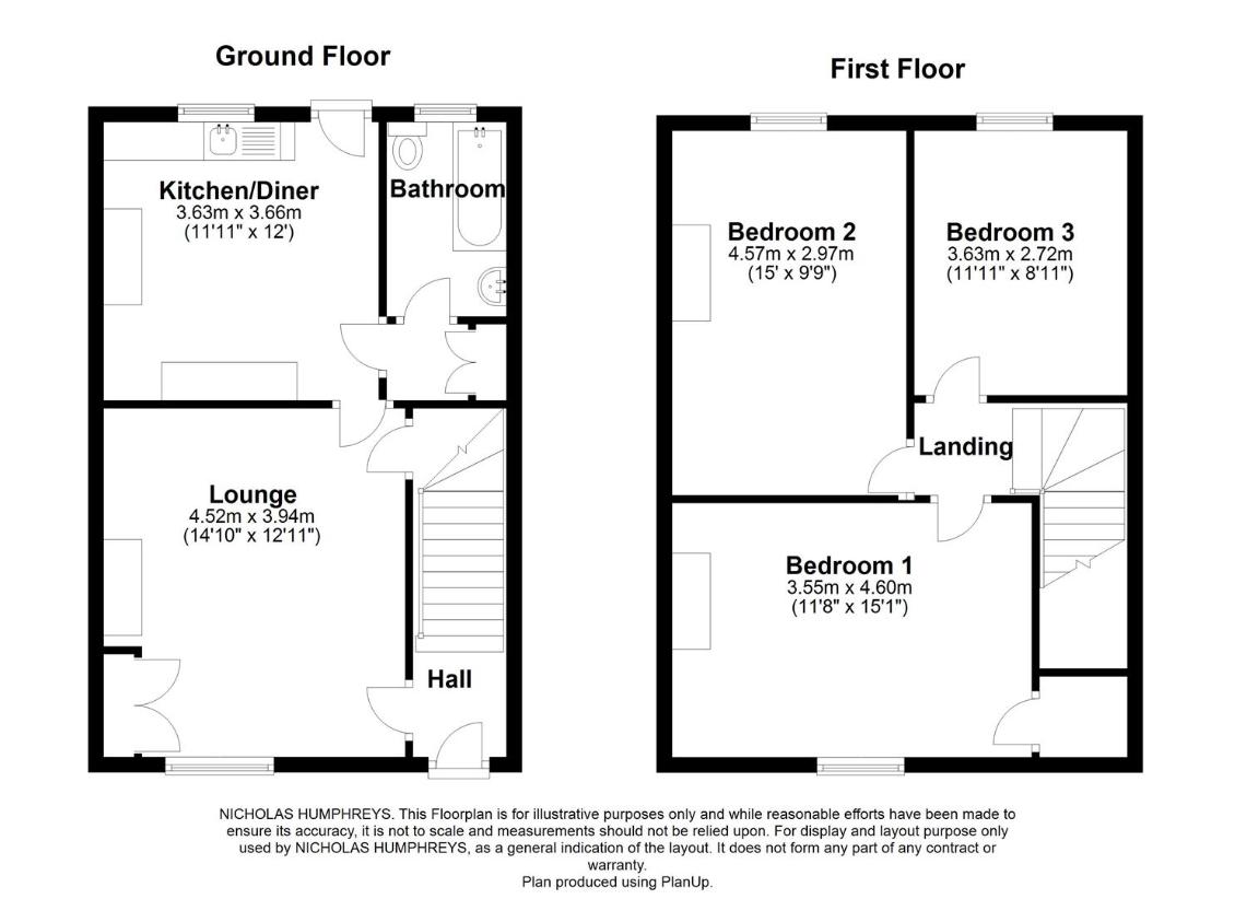 3 bedroom terraced house for sale - floorplan