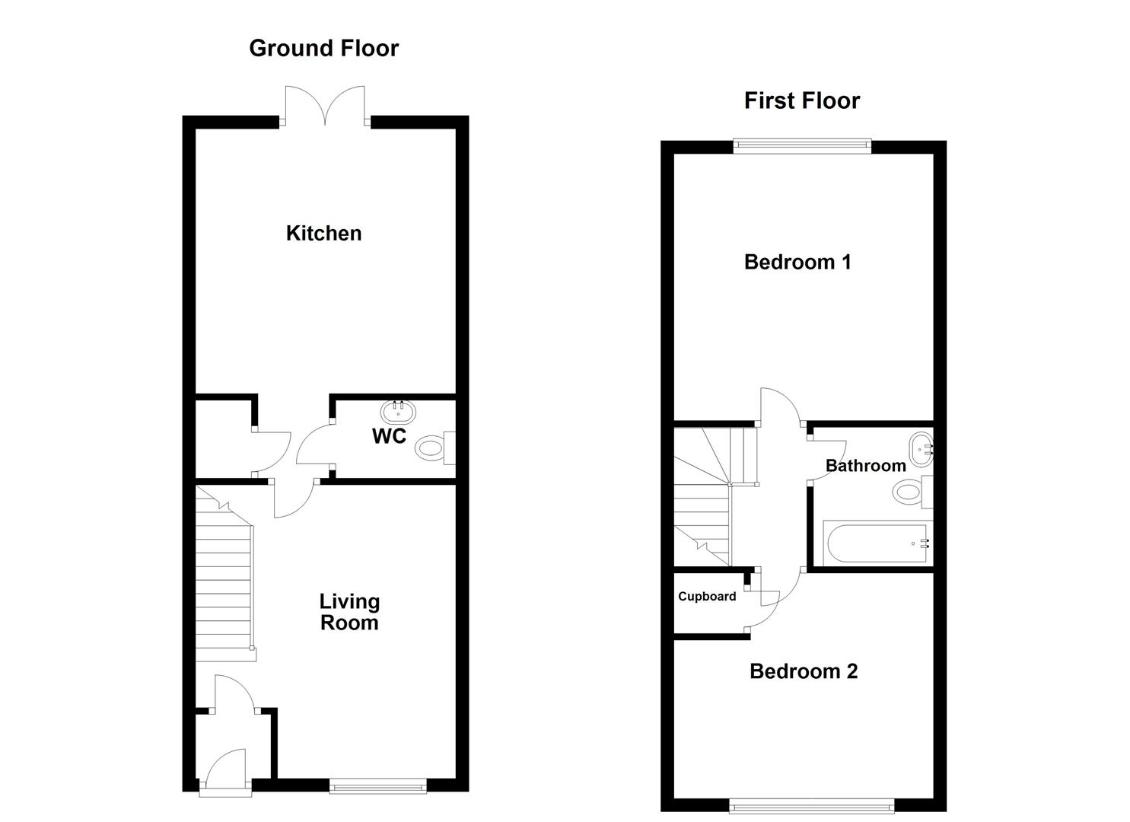 2 bedroom semi-detached house for sale - floorplan