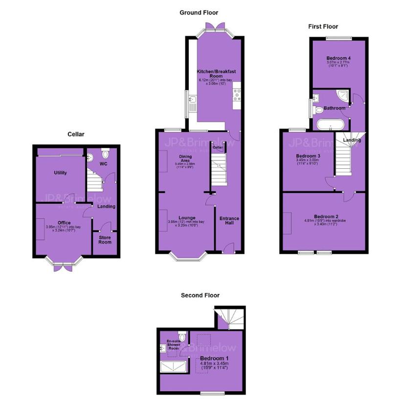 4 bedroom terraced house for sale - floorplan