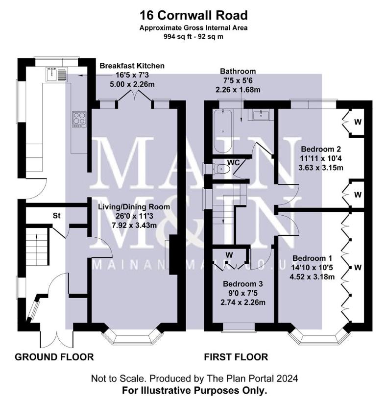 3 bedroom semi-detached house for sale - floorplan