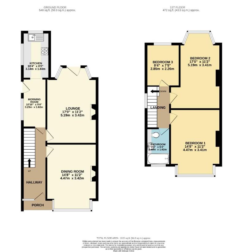 3 bedroom semi-detached house for sale - floorplan