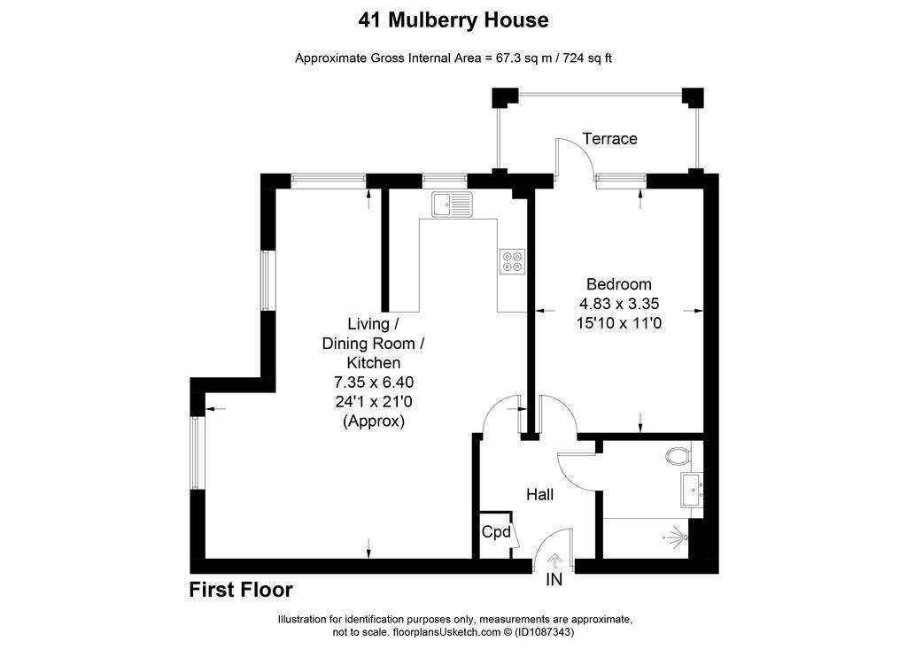 1 bedroom flat for sale - floorplan