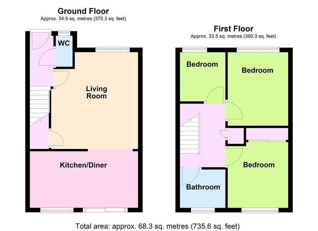 3 bedroom semi-detached house for sale - floorplan