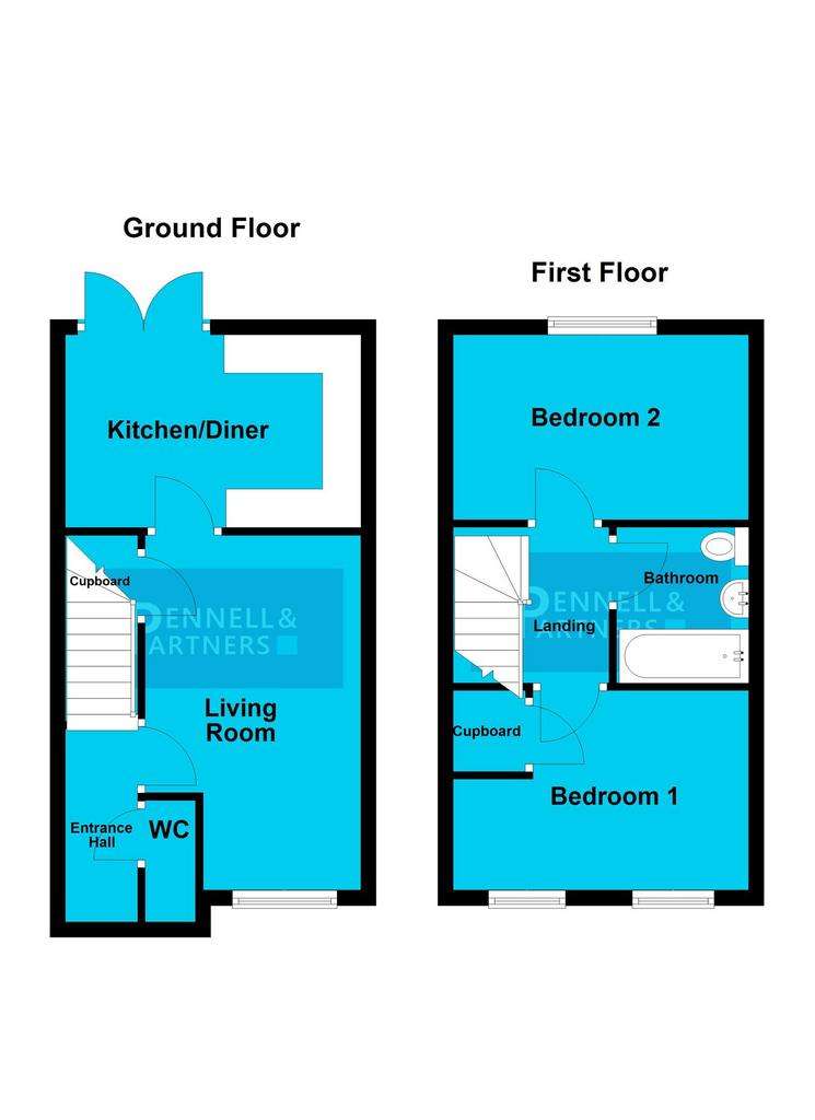 2 bedroom semi-detached house for sale - floorplan