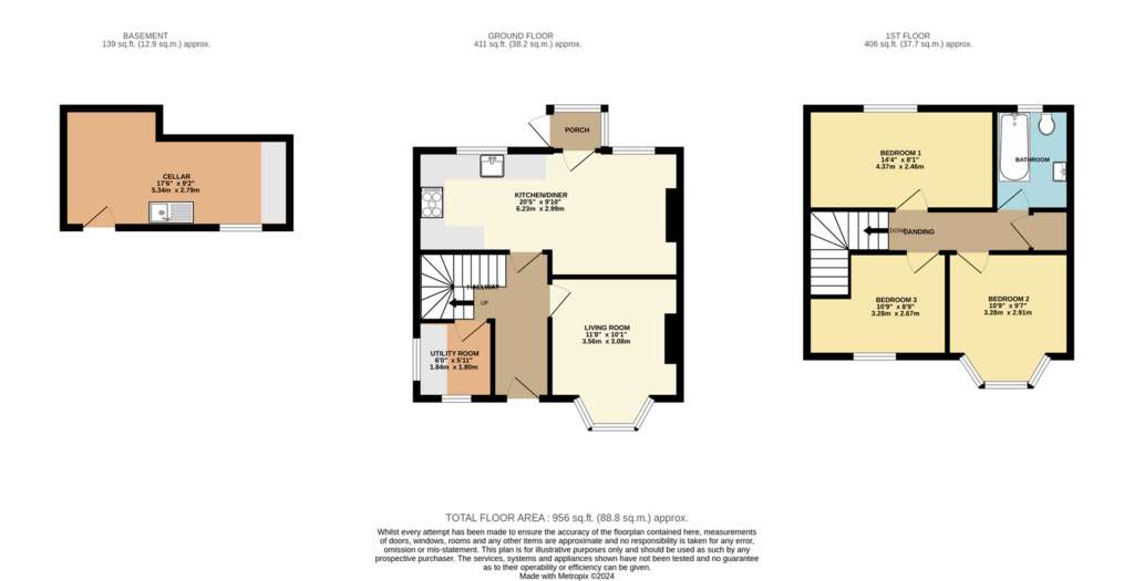 3 bedroom semi-detached house for sale - floorplan