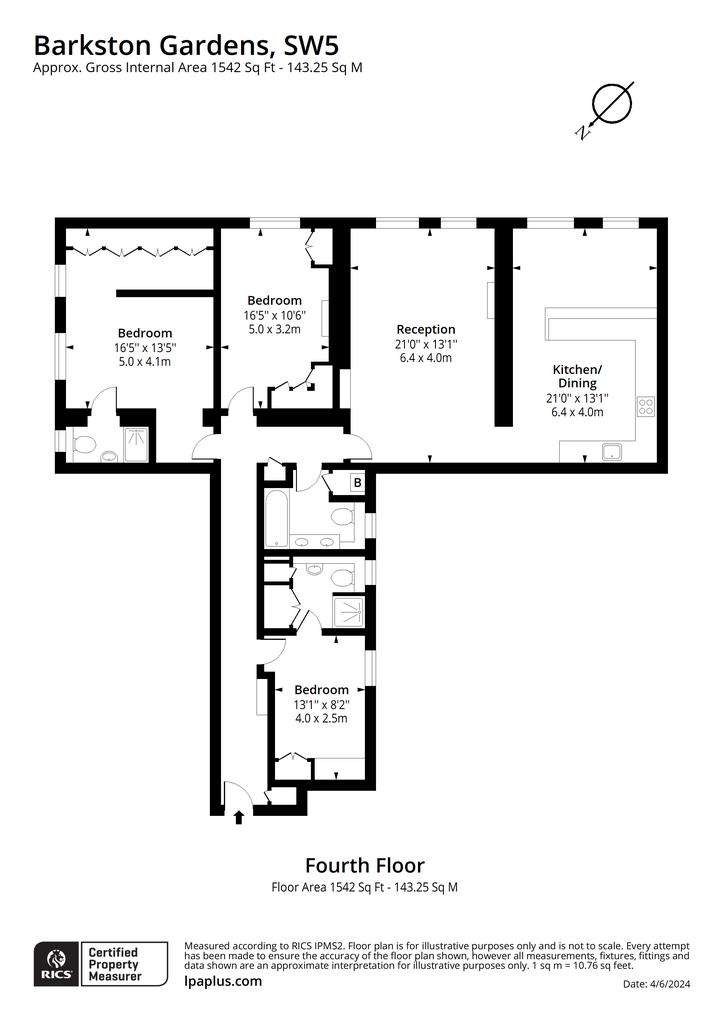 3 bedroom flat to rent - floorplan