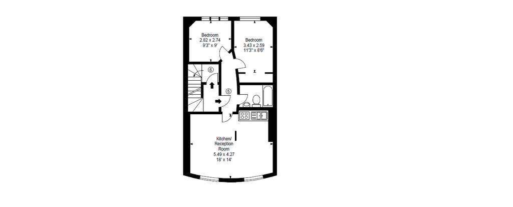 2 bedroom flat to rent - floorplan