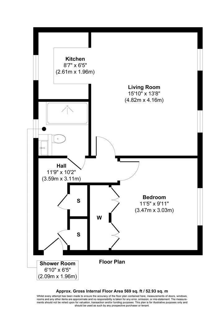 1 bedroom flat for sale - floorplan