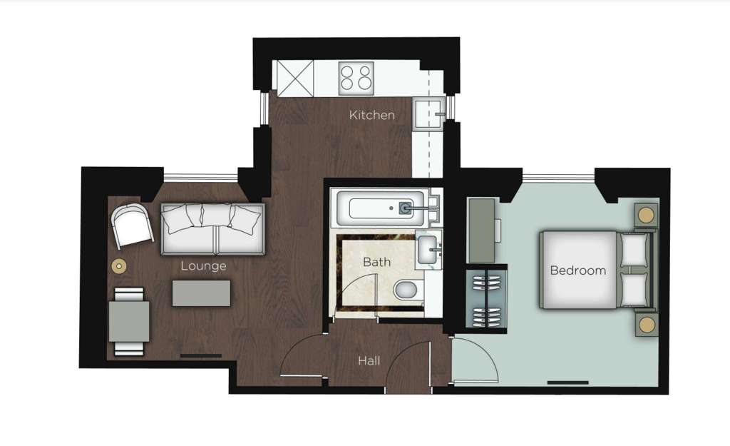 1 bedroom ground floor flat to rent - floorplan