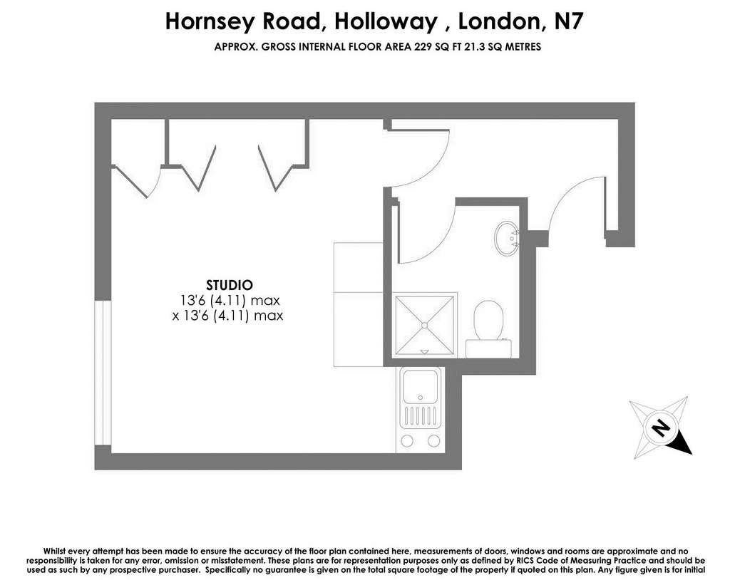 Studio flat to rent - floorplan