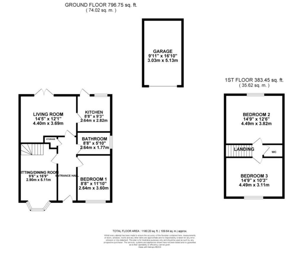 3 bedroom detached bungalow for sale - floorplan