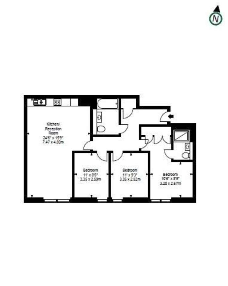 3 bedroom flat to rent - floorplan