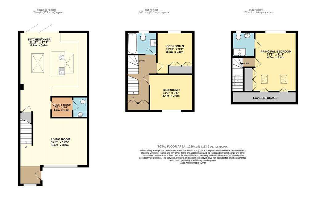 3 bedroom terraced house for sale - floorplan