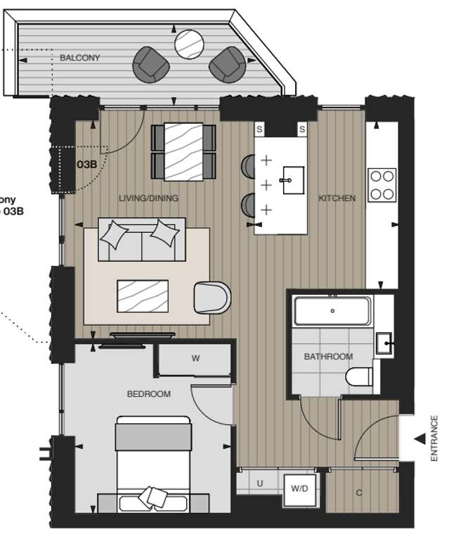 1 bedroom flat to rent - floorplan