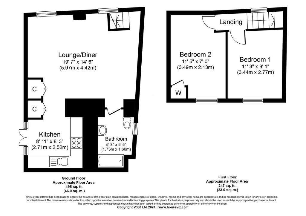 2 bedroom end of terrace house for sale - floorplan