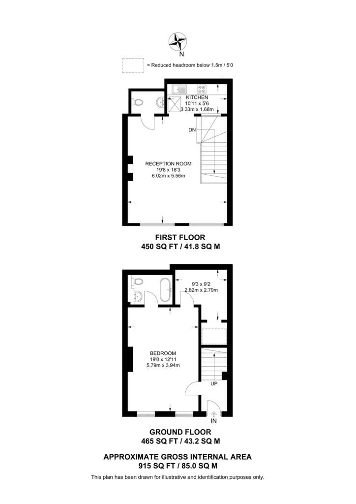 1 bedroom end of terrace house to rent - floorplan