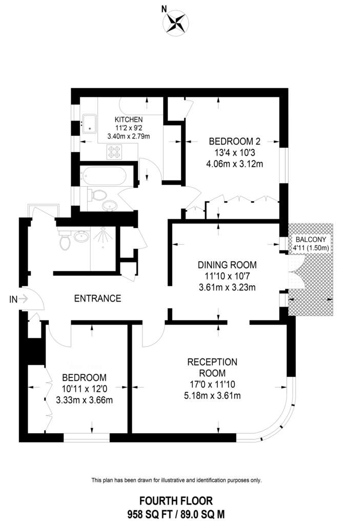 2 bedroom flat to rent - floorplan