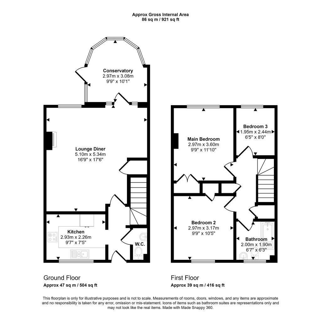 3 bedroom terraced house for sale - floorplan