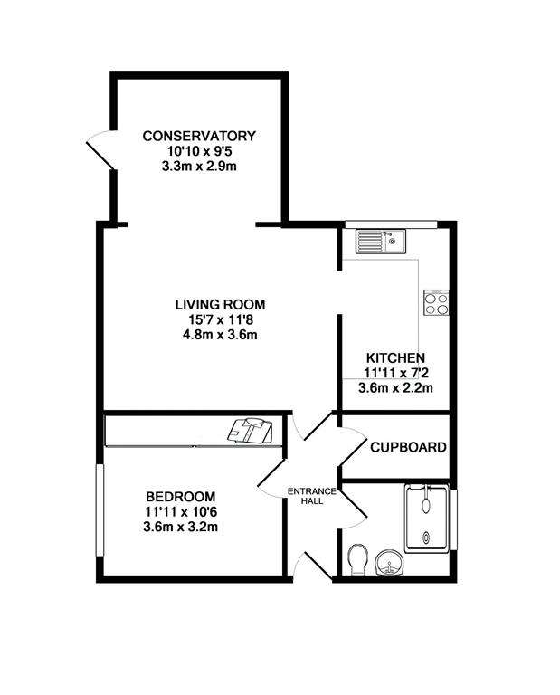 1 bedroom detached bungalow for sale - floorplan