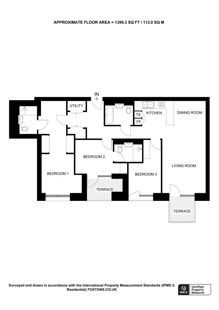 3 bedroom flat for sale - floorplan