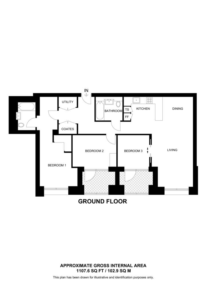 3 bedroom flat for sale - floorplan