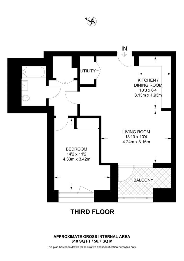 1 bedroom flat for sale - floorplan