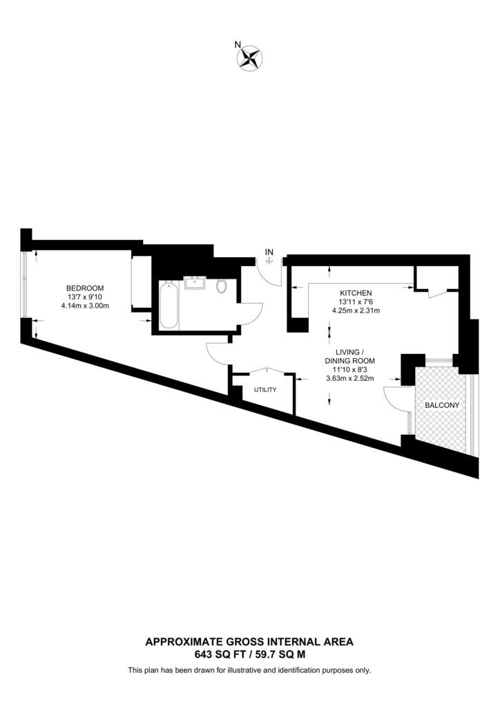 1 bedroom flat for sale - floorplan