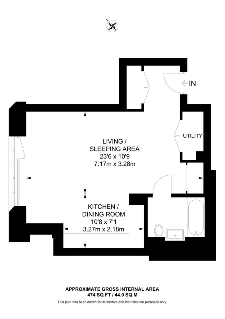 Studio flat for sale - floorplan