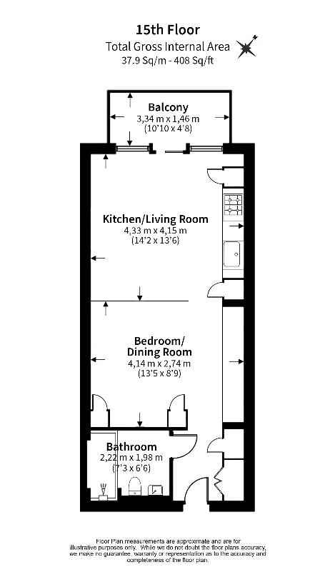 1 bedroom flat for sale - floorplan