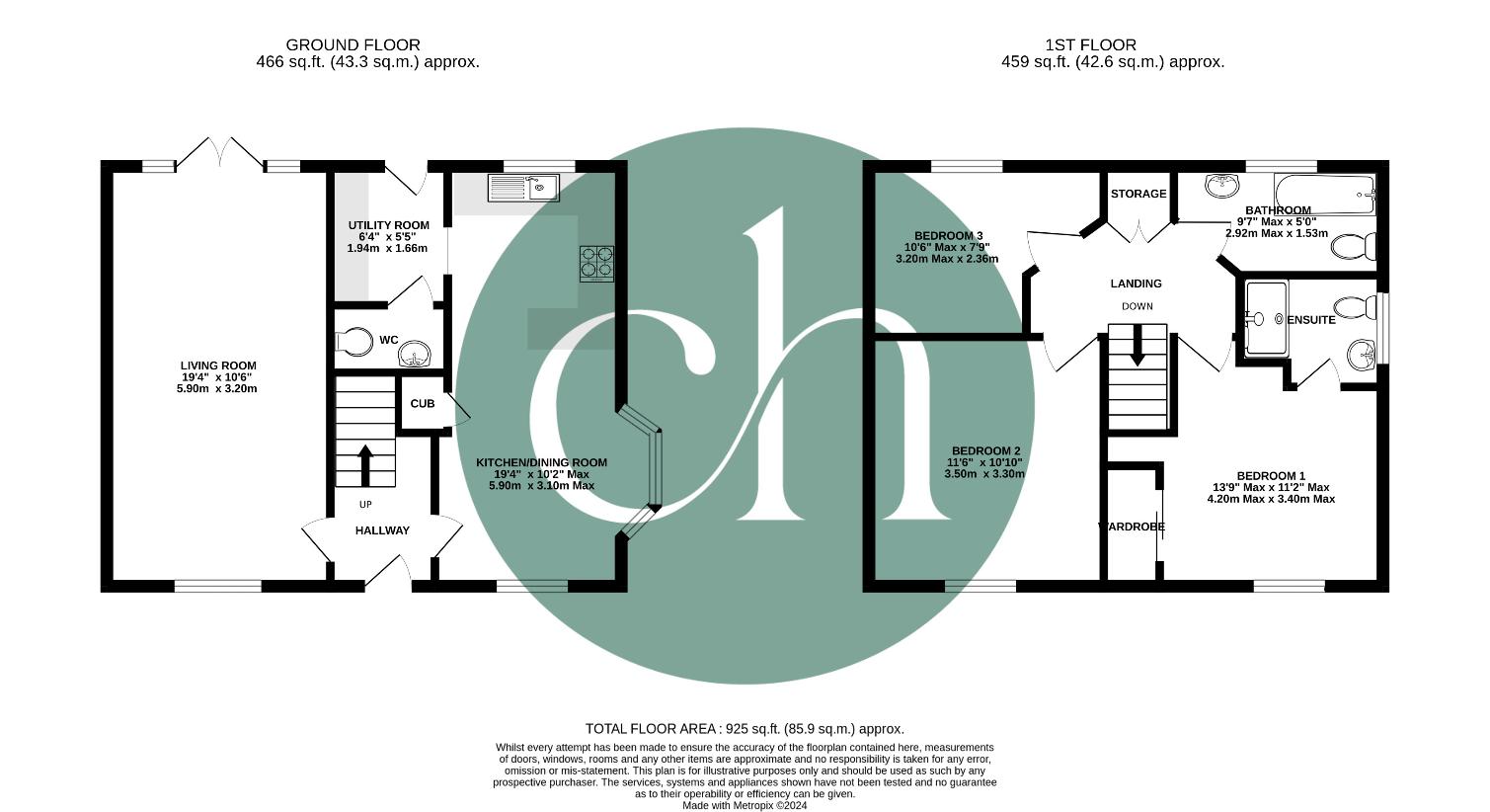 3 bedroom property for sale - floorplan