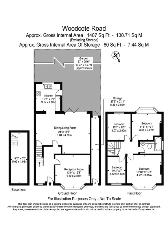 4 bedroom end of terrace house for sale - floorplan