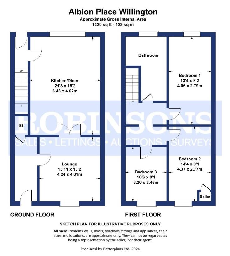 3 bedroom terraced house for sale - floorplan