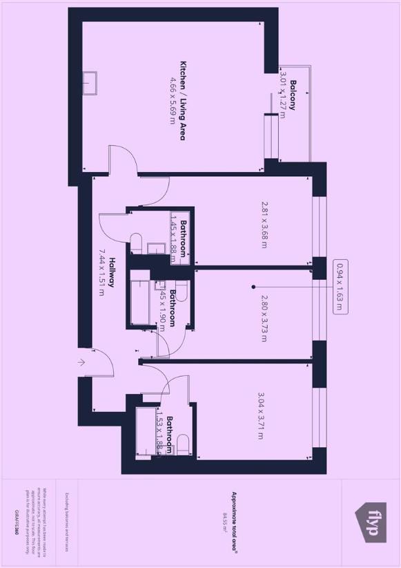 3 bedroom flat for sale - floorplan