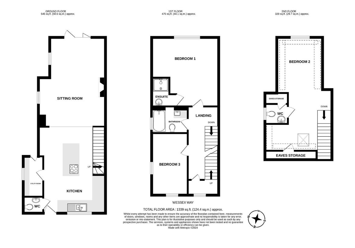 3 bedroom end of terrace house for sale - floorplan