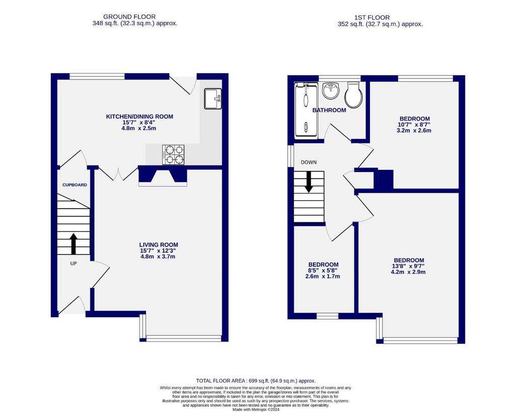 3 bedroom semi-detached house for sale - floorplan