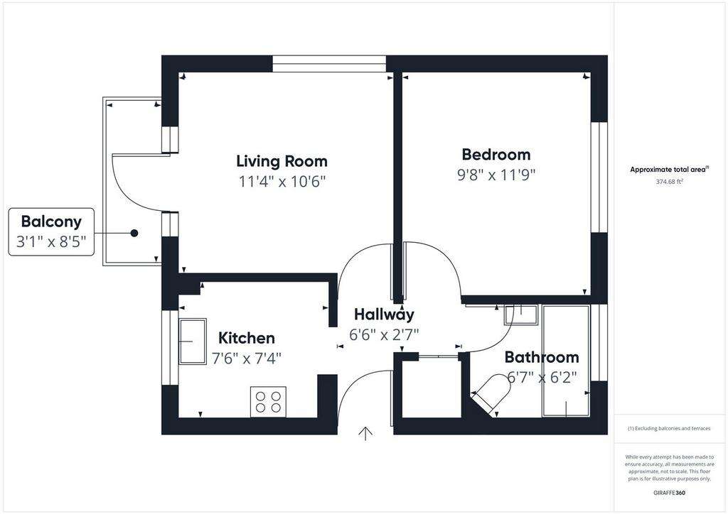 1 bedroom flat for sale - floorplan