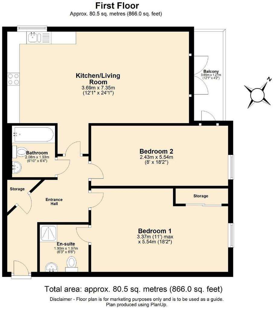 2 bedroom flat for sale - floorplan