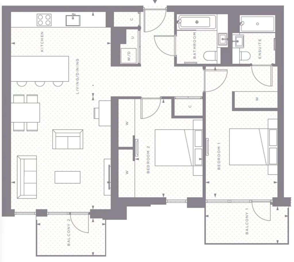 2 bedroom flat to rent - floorplan