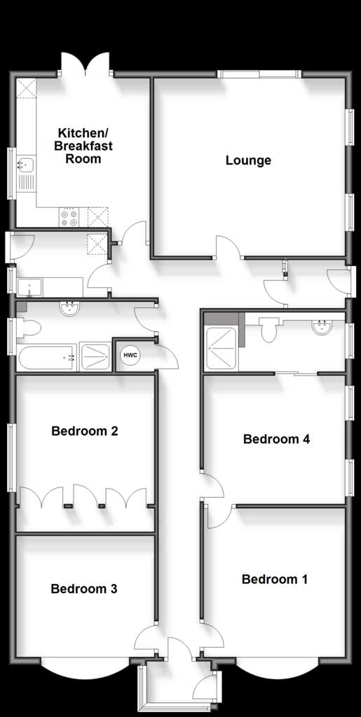 4 bedroom detached bungalow for sale - floorplan